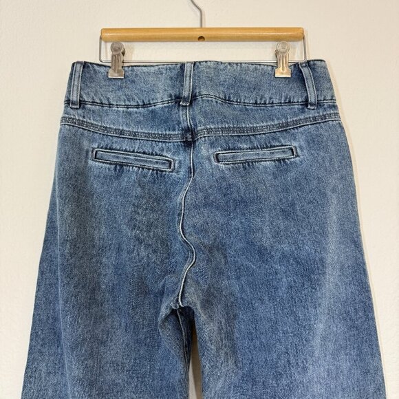 Sezane Tapered Denim Trouser Jeans High Waisted Hemmed - Picture 4 of 12